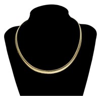 LADIES 14KT GOLD RIBBED CHOKER NECKLACE, 20.3GRMS