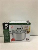 STAINLESS STEEL STOCKPOT WITH LID 5 QUART