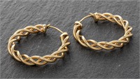 Sterling & 1/10 14K Gold Twist Hoop Earrings