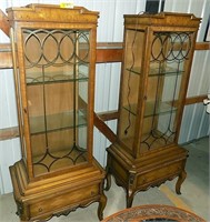 2 MATCHING CHINA  CABINETS  WITH GLASS