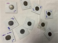 Assorted dates shield nickels