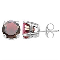 5MM Round Cut Garnet 1.2CTW Stud Earrings in Sterl