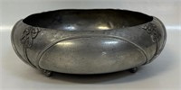 LOVELY HOLLAND PEWTER EMBOSSED FOOTED BOWL