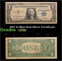 1957 $1 Blue Seal Silver Certificate Grades vf++