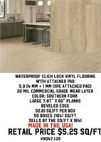 Waterproof Click Lock Vinyl Flooring w/ Pad x1641