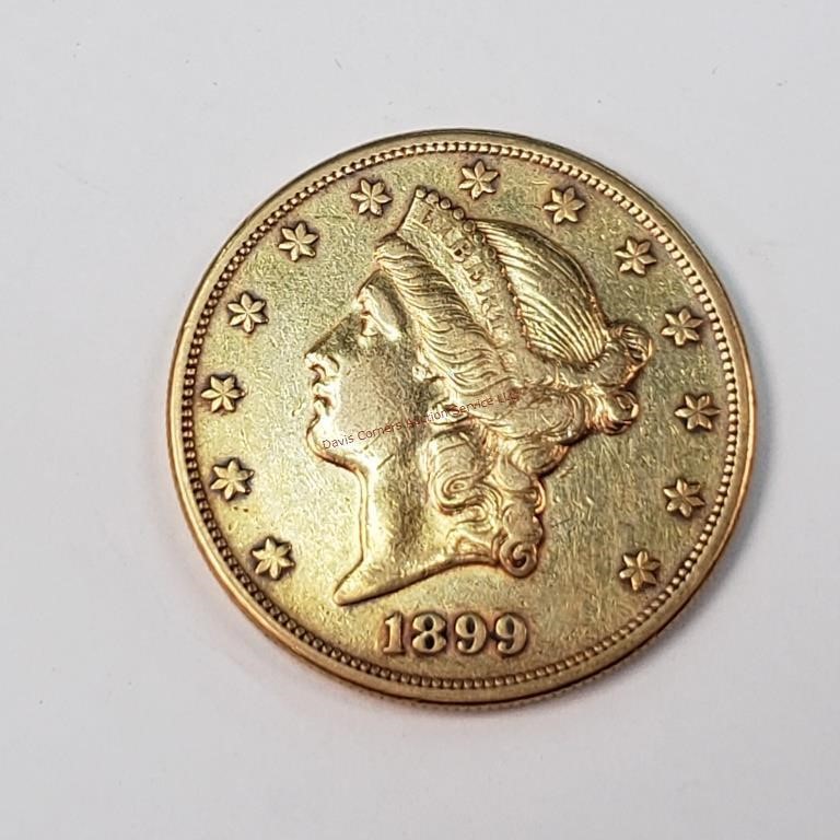 1899 S Twenty Dollar Gold Piece