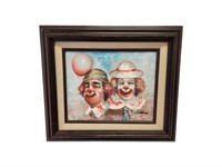 Original William Moninet Framed Clown Painting