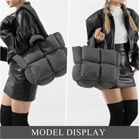 Padded Quilted Purse Puffer Tote Bag