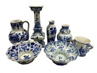 Seven Pieces Delft Pottery