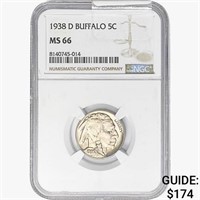 1938-D Buffalo Nickel NGC MS66