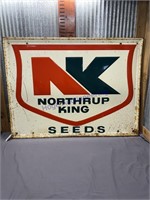 NORTHRUP KING SEEDS TIN SIGN, 35"T X 46.5"W