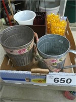 (5) Vases / (2) Tin Watering Cans