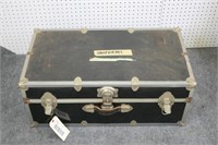 Vintage Black Leather Covered Trunk #2