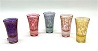 6 CRYSTAL 3A ITALY DECORATIVE COLORED SHOT GLASSES