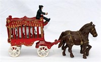 Cast Iron Overland Circus Wagon with Bear & Horses