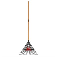 53 in. Long Wood Handle 22 in. Steel Leaf Rake