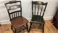 2 Hitchcock Chairs-1 is black/ gold, the other