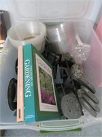 gardening books, solar lights, plant liners