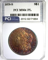 1878-S Morgan PCI MS64 PL Gorgeous Color