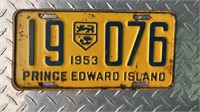 1953 PRINCE EDWARD ISLAND LICENCE PLATE