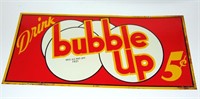 BUBBLE UP 5 cents TIN SODA POP ADVERTISING SIGN