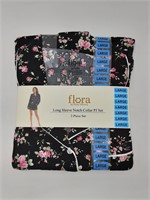 Flora Long Sleeve PJ set size Large black floral