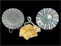 Murano Zanfirico Ribbon Glass Plates, Basket