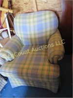 plaid upholstered chair