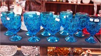 10 blue Moon & Stars footed goblets, 5 3/4" high
