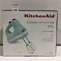 KITCHEN AID HAND MIXER 5 SPEED ICE BLUE WITH