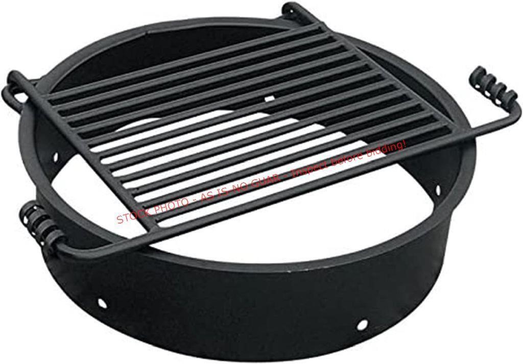 24 Inch Steel Campfire Ring w/ Grill