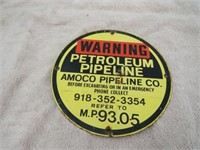 Vintage Amoco Porcelain Pipeline Sign #1