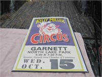 Vintage Kelly Miller Garnett Oct 15th Circus Sign