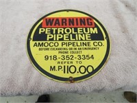 Vintage Amoco Porcelain Pipeline Sign #2