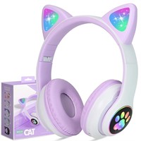 Wireless Headphones Cat Ear LED Light Up Bluetooth