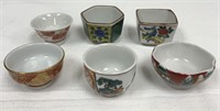 Japanese Old Kutani Ware Pottery Sake Cups