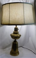 Brass table lamp with fabric shade 15" dia. And