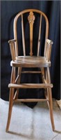 Vintage carved oak high chair