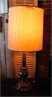 Brass table lamp w/ shade, 35.5" tall