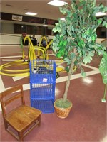 Oak Chair, Fiscus Tree, shelf