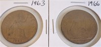 1963 & 1966 Elizabeth II One Penny