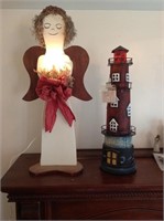 Light Up Angel and Lighthouse