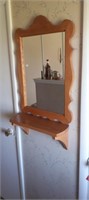Oak Wall Mirror + Shelf