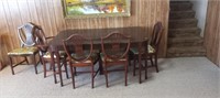 1930's Mahogany Table + 5 Shield Back Chairs