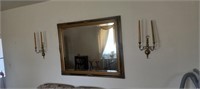 Large Bevelled Wall Mirror + Brass candleholders