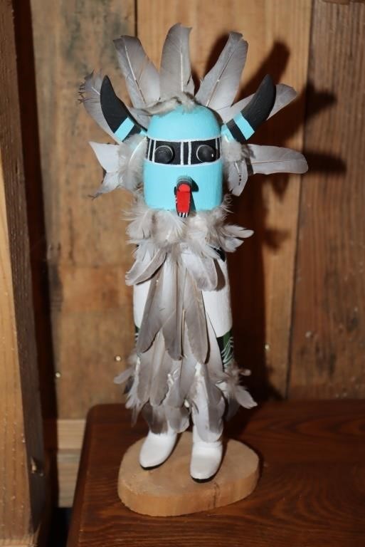 Native American Kachina Doll with blue face 14"