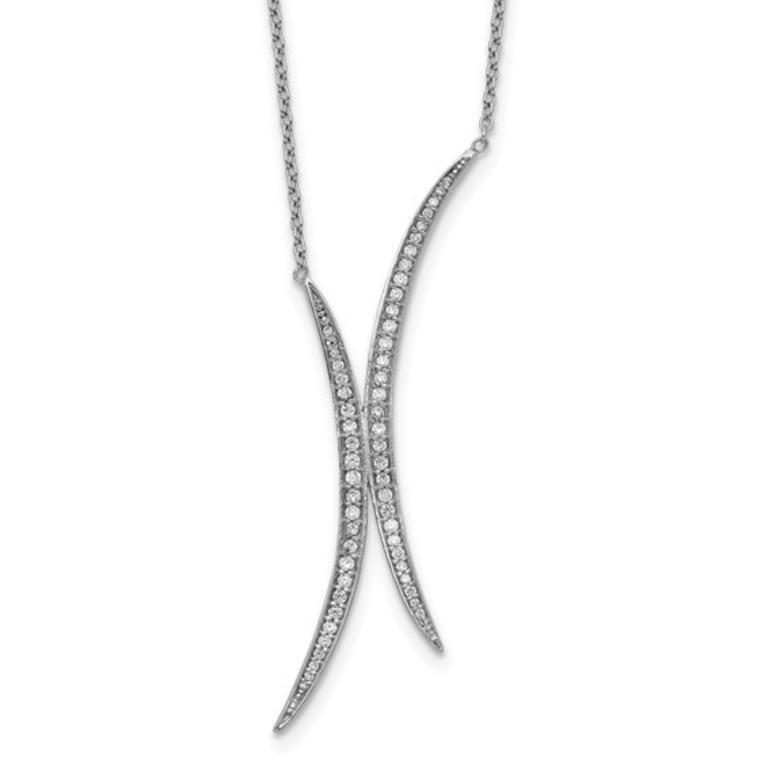 Sterling Silver Crystal Fancy Design Necklace