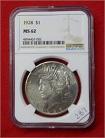 1928 Peace Silver Dollar NGC MS62