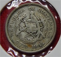 1924 Guatemala Silver 5 Centavos