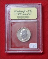1932 S Washington Silver Quarter   - Key Date  ***